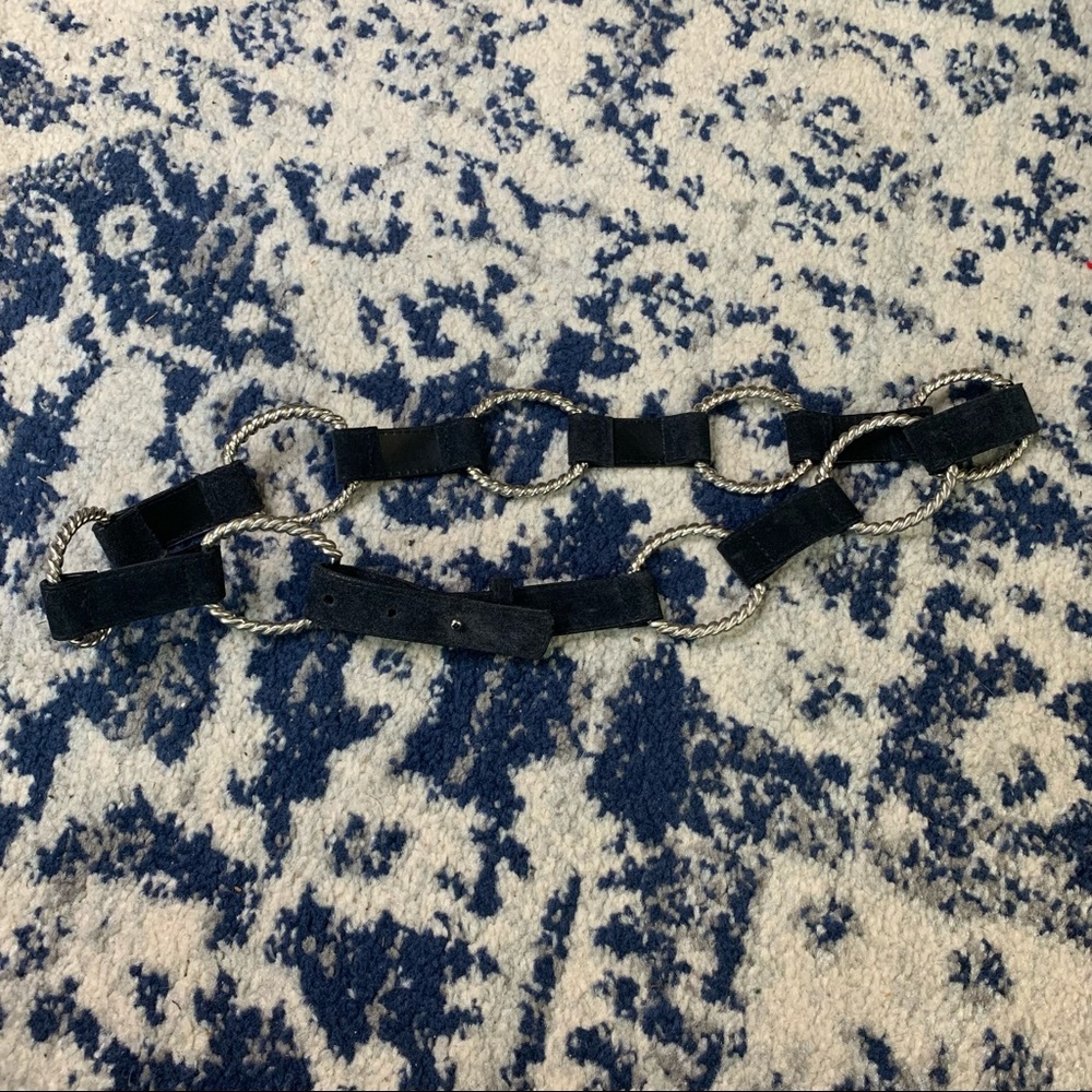 Western Boho Chic Black Suede Slouch Belt